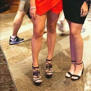 Black beautiful strappy wedge